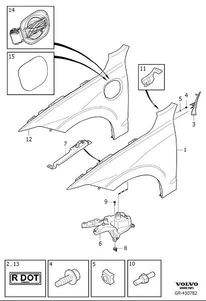 Volvo XC60 Fender Bracket (Left, Front). FENDER CARRIER. FC 21; CH