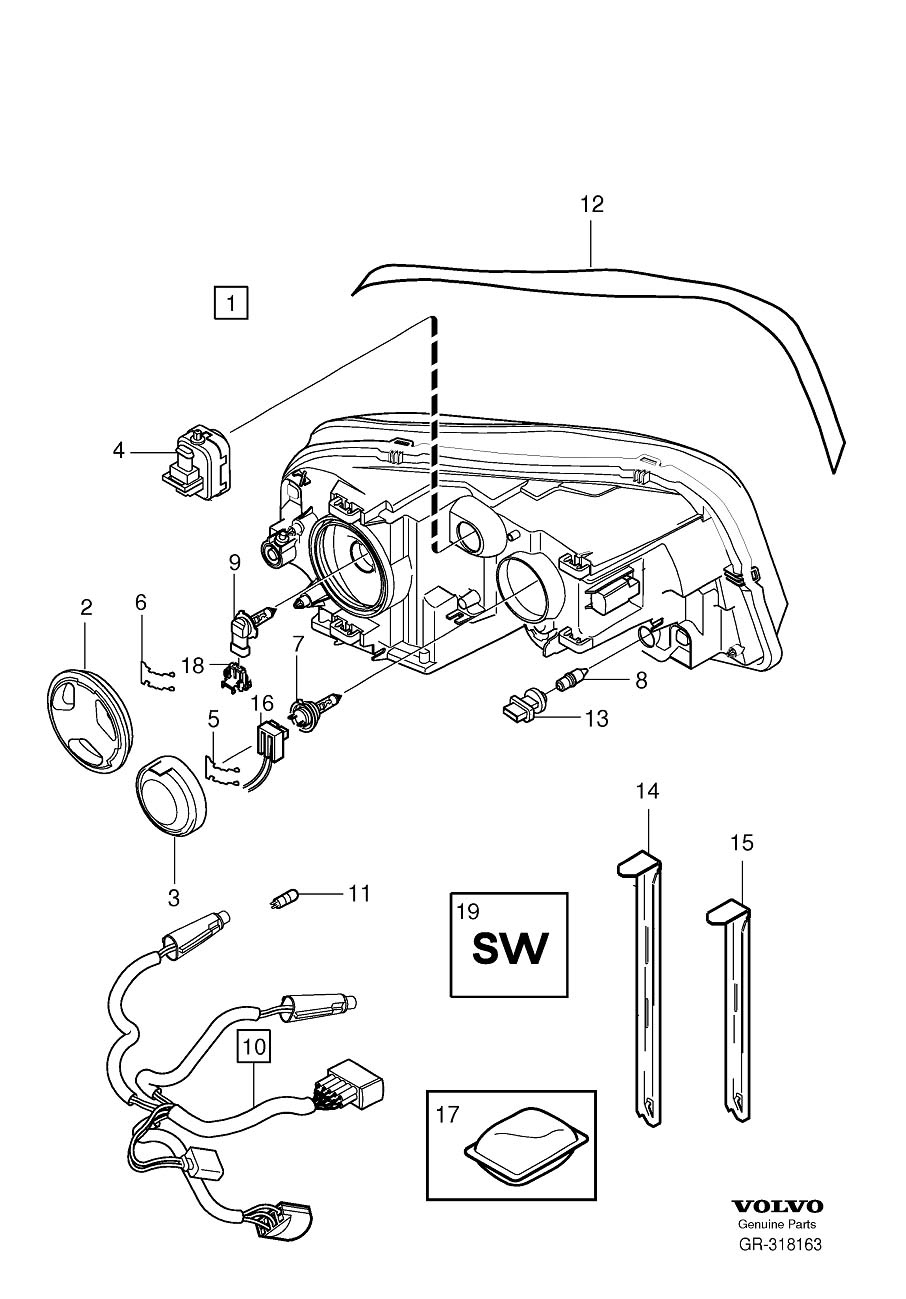 30796889 - Headlight Wiring Harness. CH 134000. FOR 30678586/7