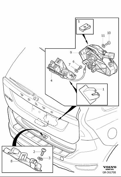 31276686 - Lock Brace. Locking System Tailgate. CH 12018. CH 458587. CH